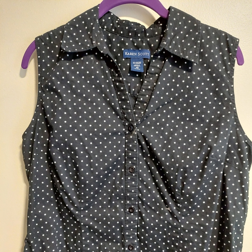 Womens Karen Scott polka dot top size 12